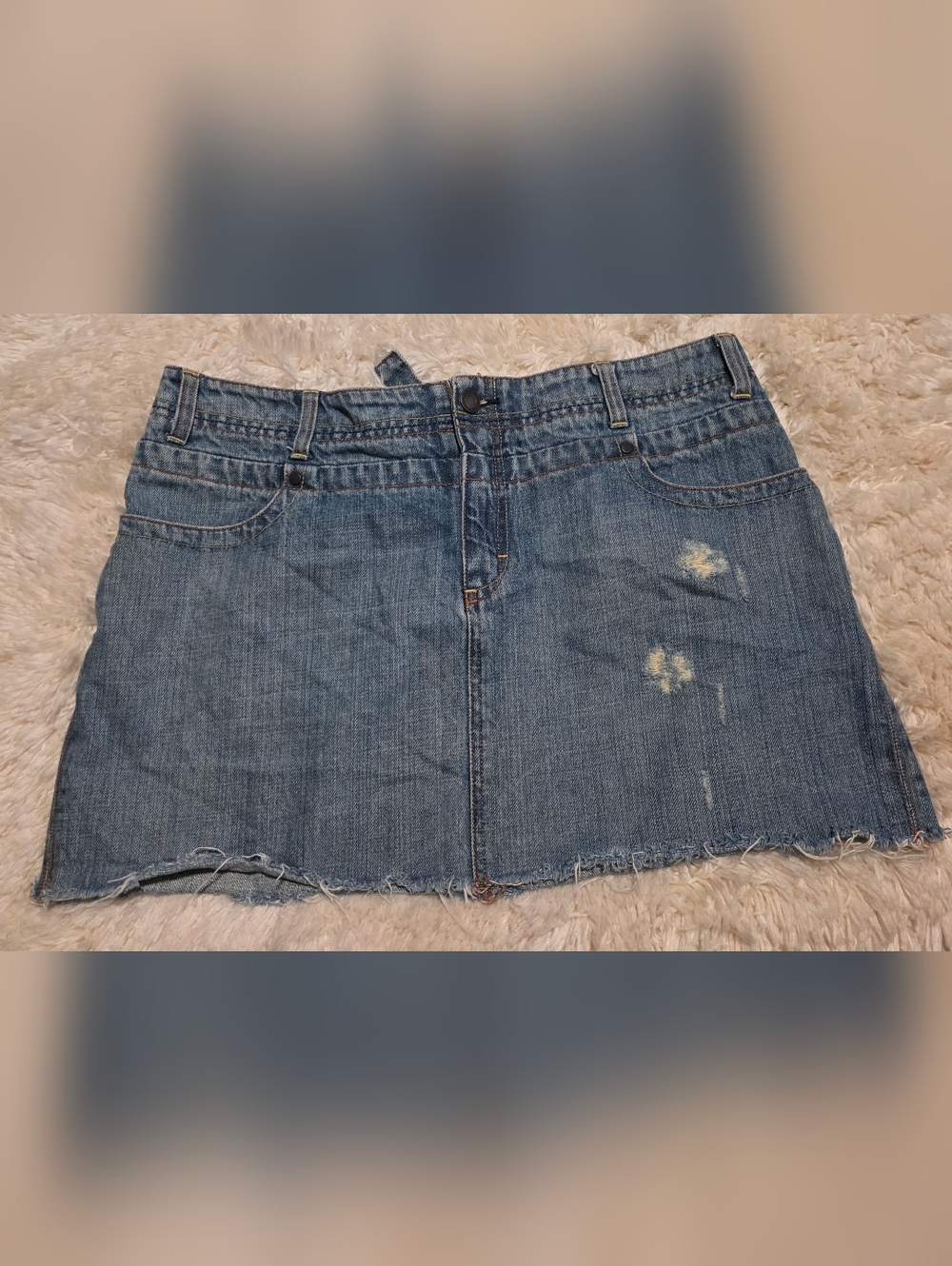 American Eagle Outfitters Distressed Medium Wash Jean Mini Skirt Sz. 14